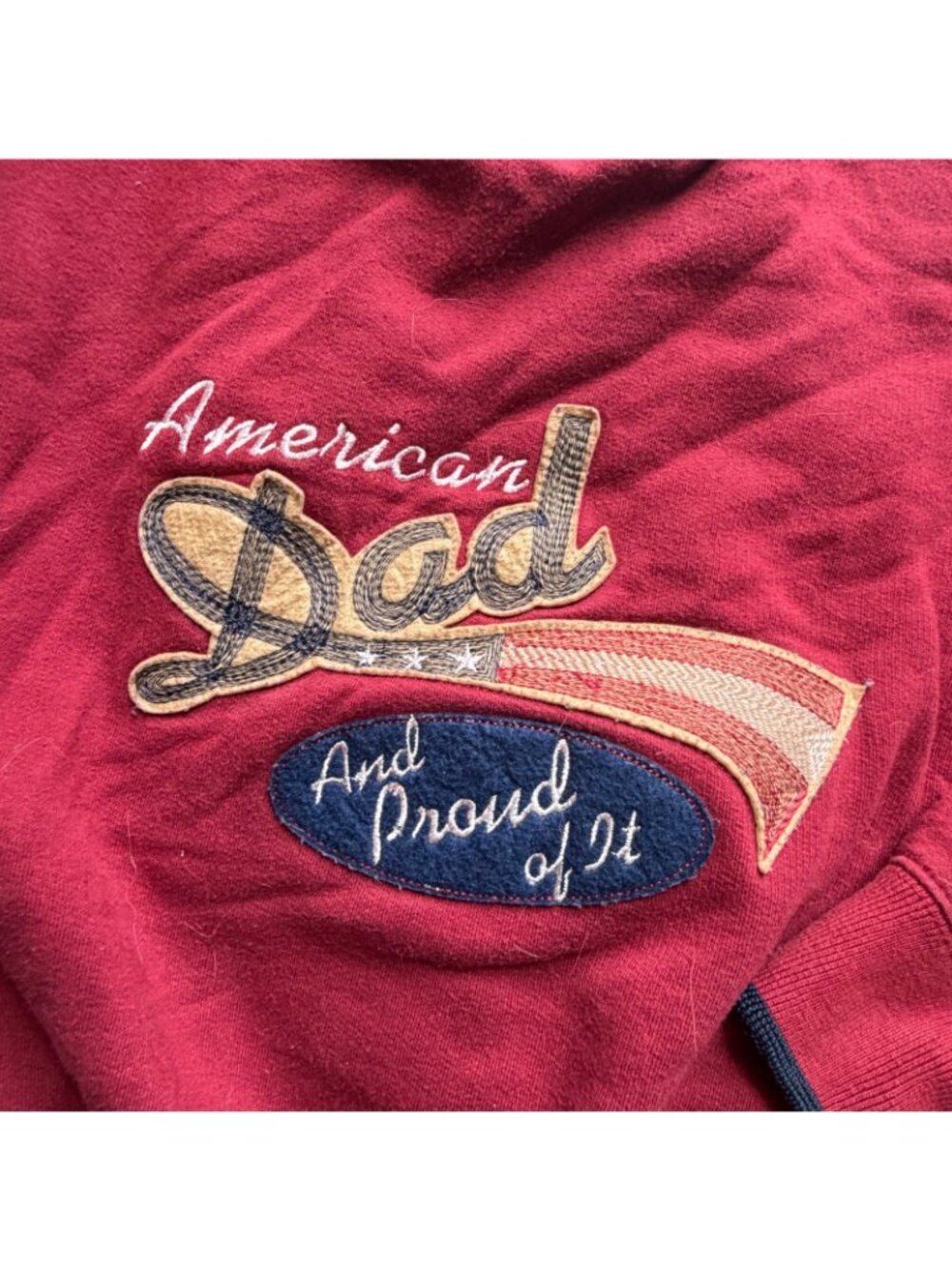 M&C Sport American Dad And Proud Of It Sweatshirt Red Mens Medium Embroidered - Picture 6 of 6